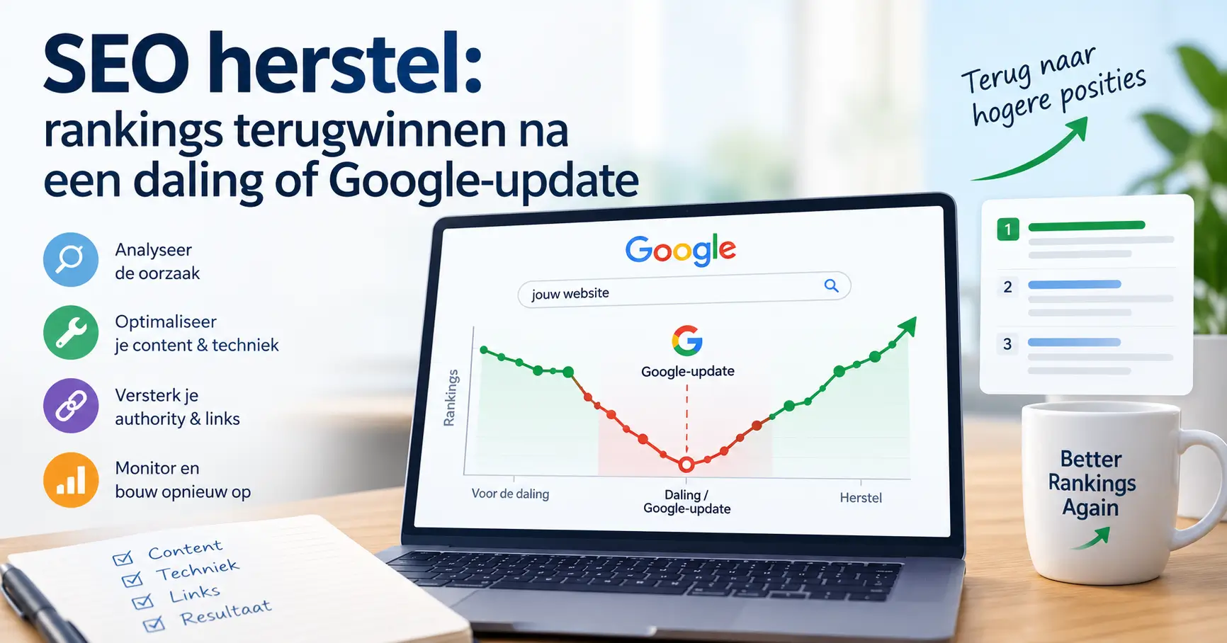 SEO herstel: rankings terugwinnen na een daling of Google-update