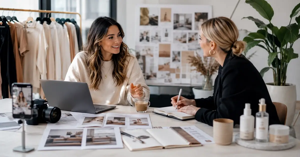 Influencer maakt content voor een betaalde samenwerking met een merk