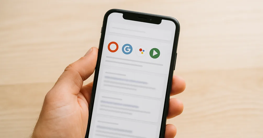 Google test overzicht met adverteerdersnamen boven advertenties