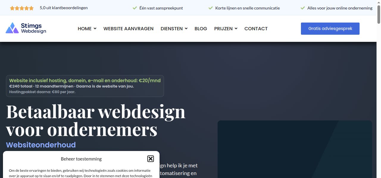 Professionele website vanaf €240 | Stimgs Webdesign