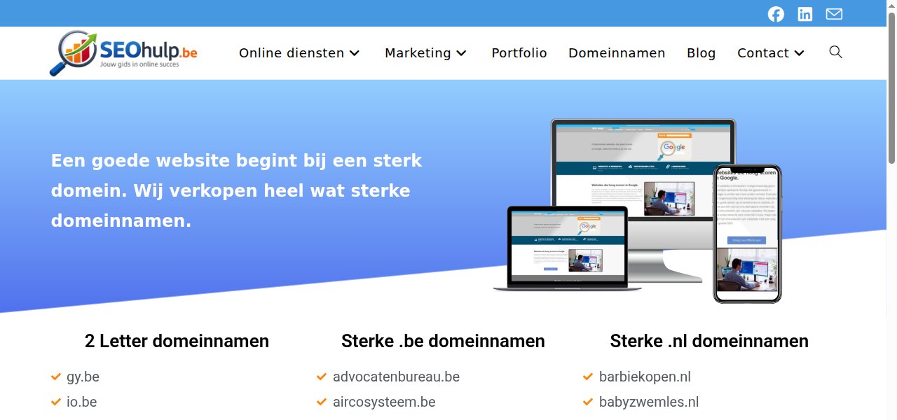 Heel wat sterke domeinnamen. 2 Letter, premium en meer.